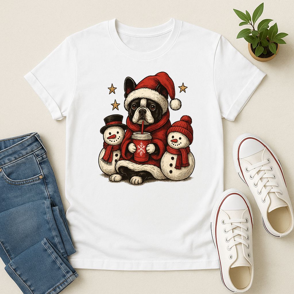 Polera Unisex Soft Style| Boston Terrier| 100% Algodón| Dog Lover| Navidad | Estilo Navideño