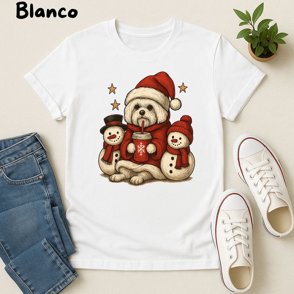 Polera Unisex Soft Style| Maltese| 100% Algodón| Dog Lover| Navidad | Estilo Navideño