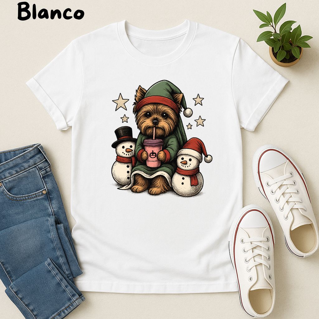 Polera Unisex Soft Style| Yorkshire Terrier| 100% Algodón| Dog Lover| Navidad | Estilo Navideño