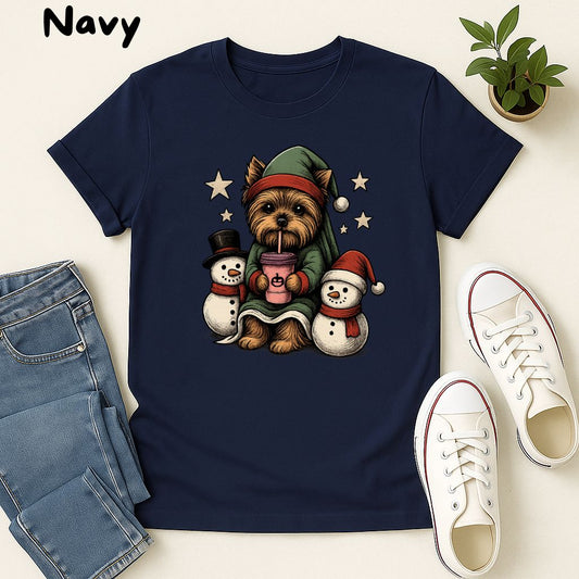 Polera Unisex Soft Style| Yorkshire Terrier| 100% Algodón| Dog Lover| Navidad | Estilo Navideño