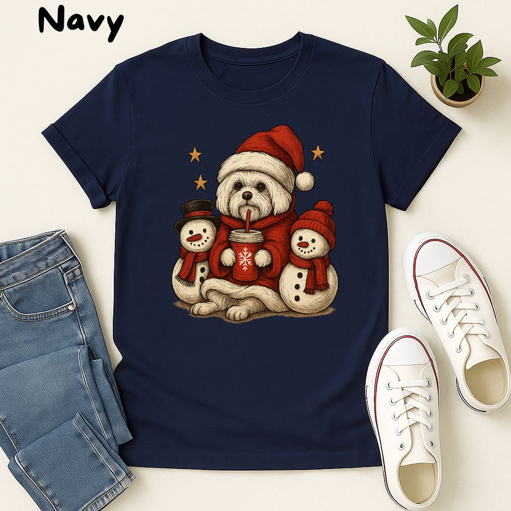 Polera Unisex Soft Style| Maltese| 100% Algodón| Dog Lover| Navidad | Estilo Navideño