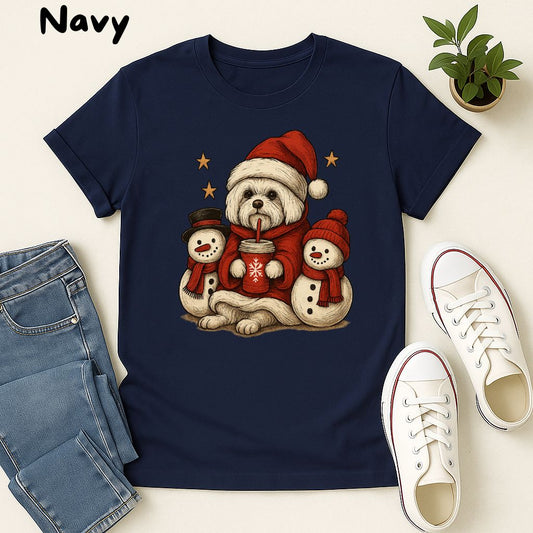 Polera Unisex Soft Style| Maltese| 100% Algodón| Dog Lover| Navidad | Estilo Navideño
