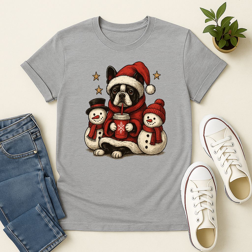 Polera Unisex Soft Style| Boston Terrier| 100% Algodón| Dog Lover| Navidad | Estilo Navideño