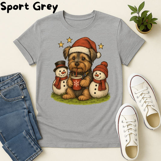 Polera Unisex Soft Style| Yorkshire Terrier| 100% Algodón| Dog Lover| Navidad | Estilo Navideño