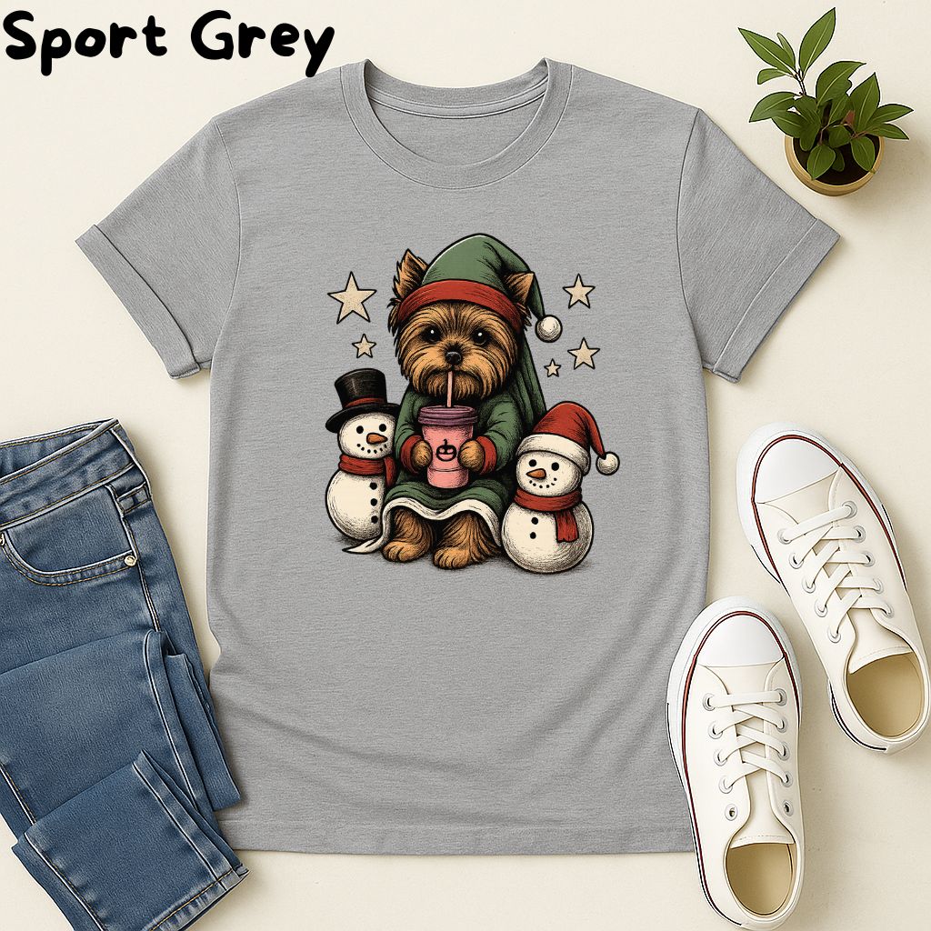 Polera Unisex Soft Style| Yorkshire Terrier| 100% Algodón| Dog Lover| Navidad | Estilo Navideño