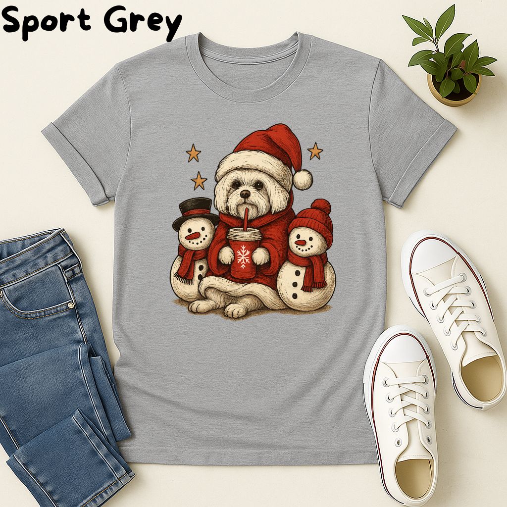 Polera Unisex Soft Style| Maltese| 100% Algodón| Dog Lover| Navidad | Estilo Navideño