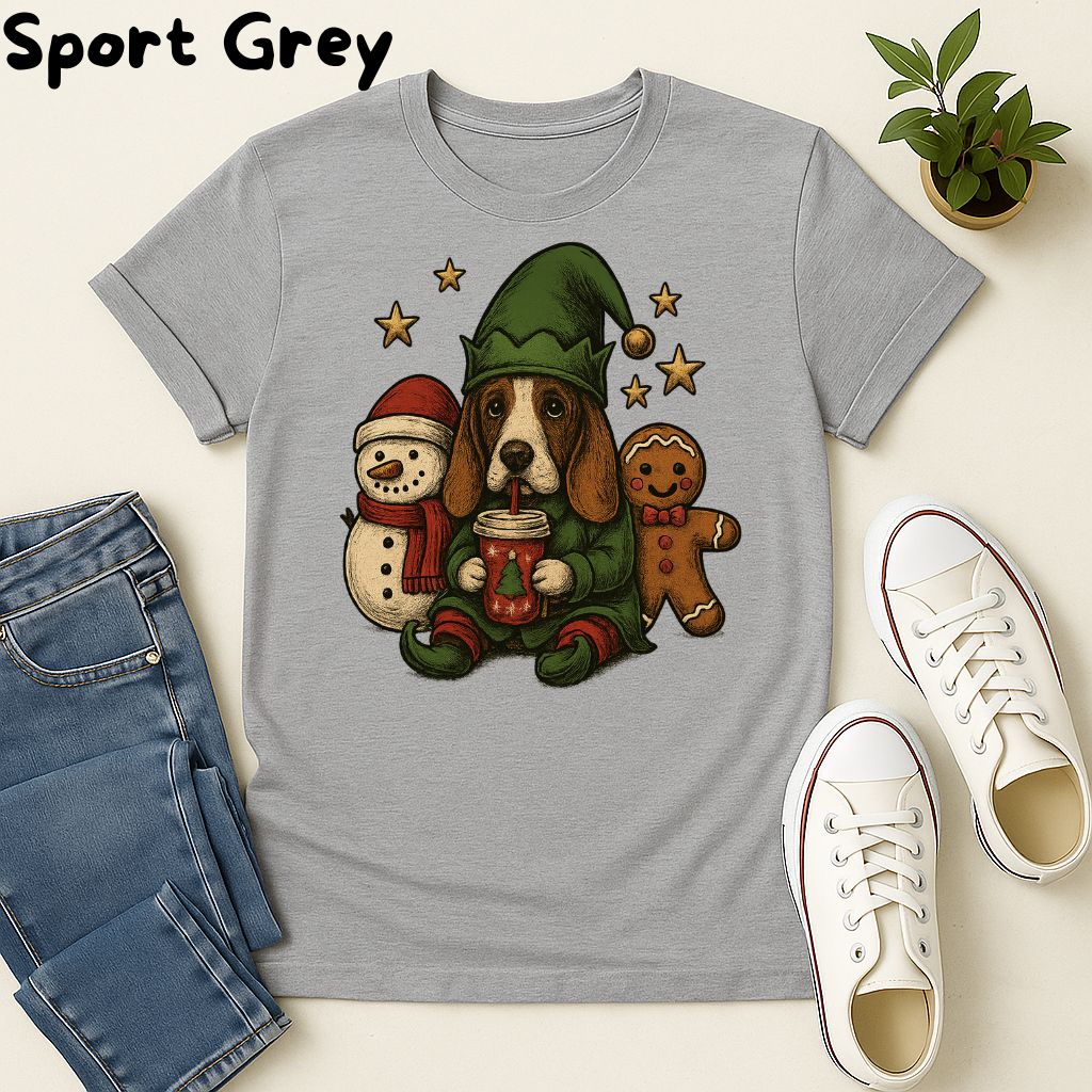 Polera Unisex Soft Style| Basset Hound | 100% Algodón| Dog Lover| Navidad | Estilo Navideño