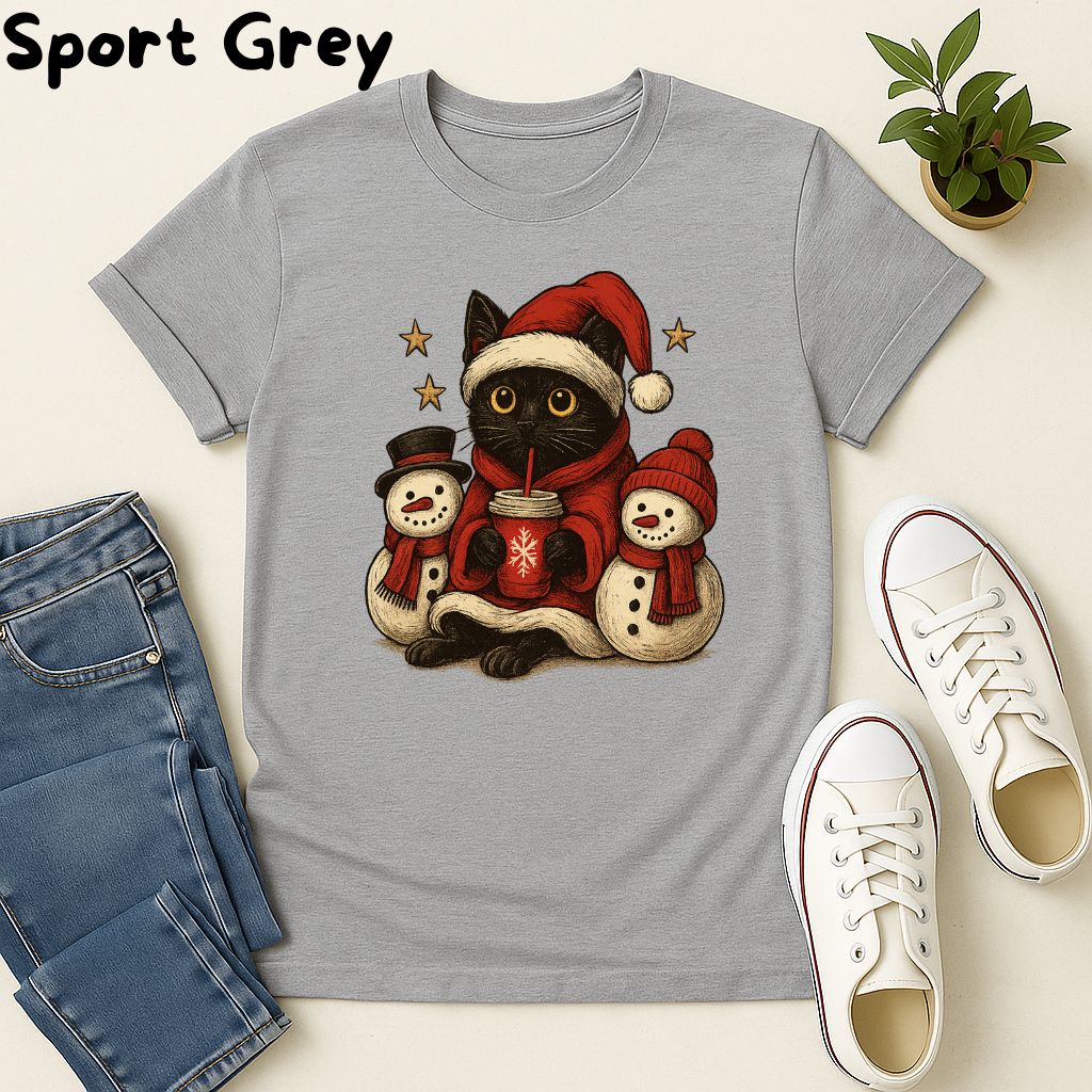 Polera Unisex Soft Style| Gato Negro| 100% Algodón| Dog Lover| Navidad | Estilo Navideño