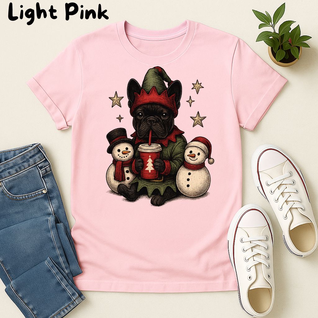 Polera Unisex Soft Style| Bulldog Frances Negro | 100% Algodón| Dog Lover| Navidad | Estilo Navideño