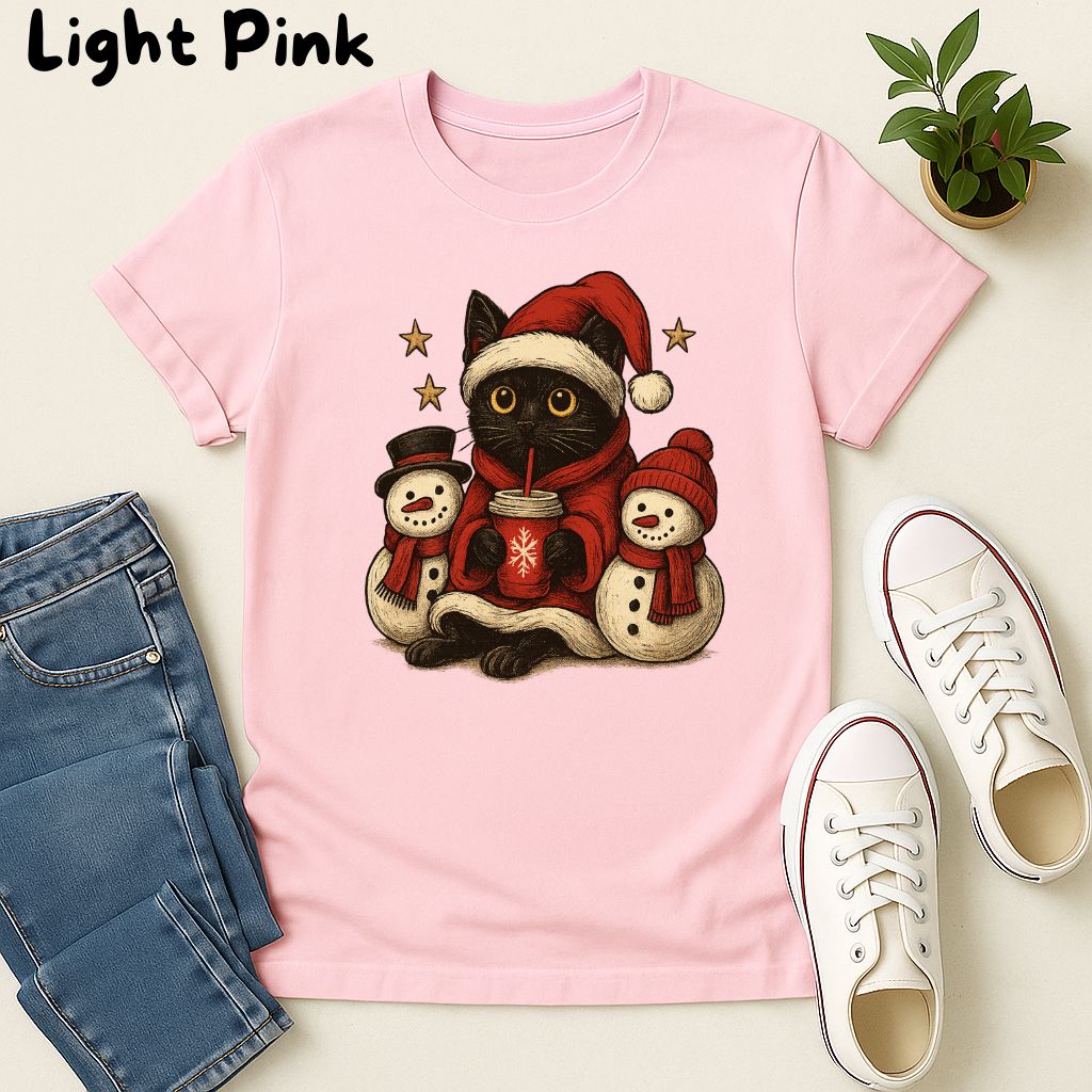 Polera Unisex Soft Style| Gato Negro| 100% Algodón| Dog Lover| Navidad | Estilo Navideño