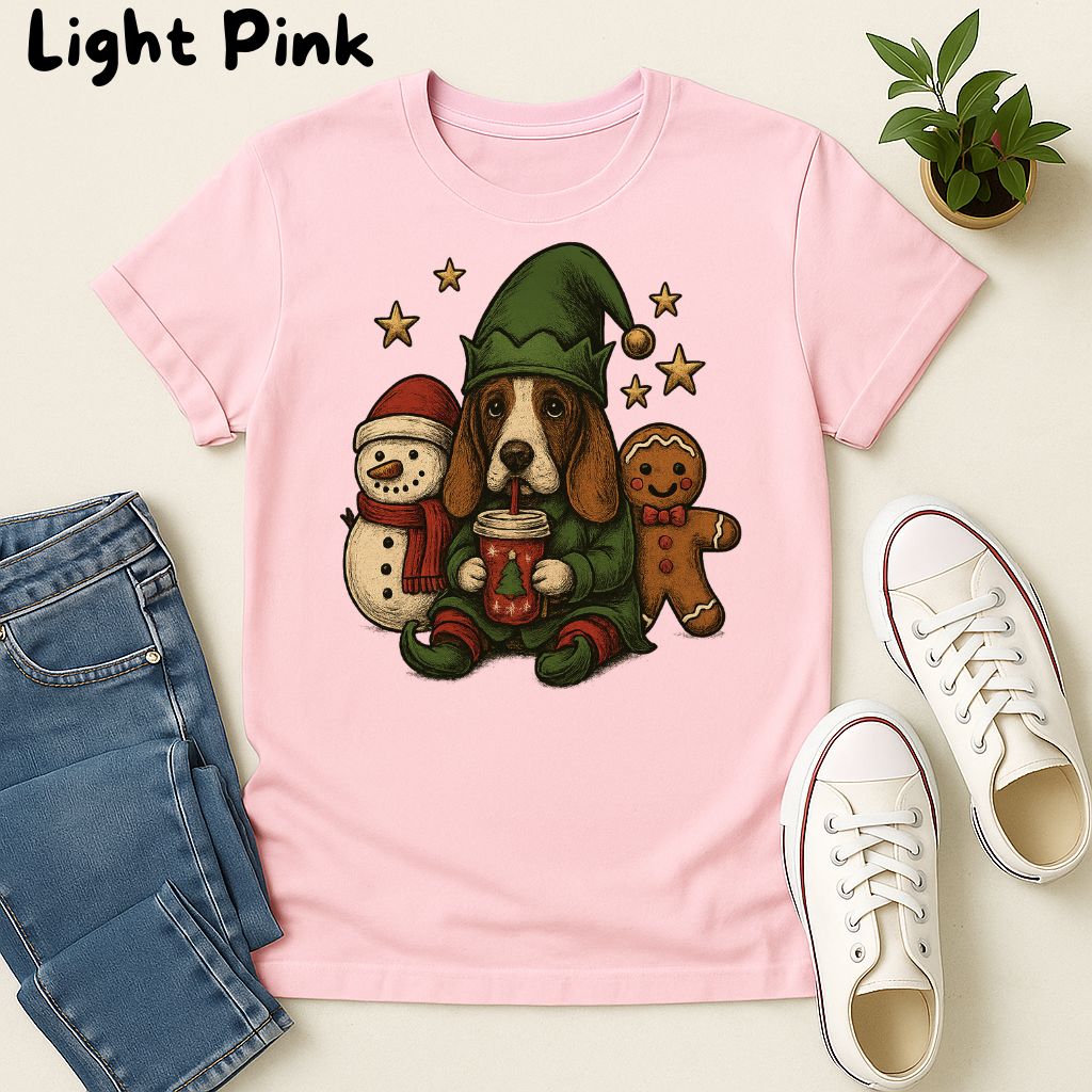 Polera Unisex Soft Style| Basset Hound | 100% Algodón| Dog Lover| Navidad | Estilo Navideño